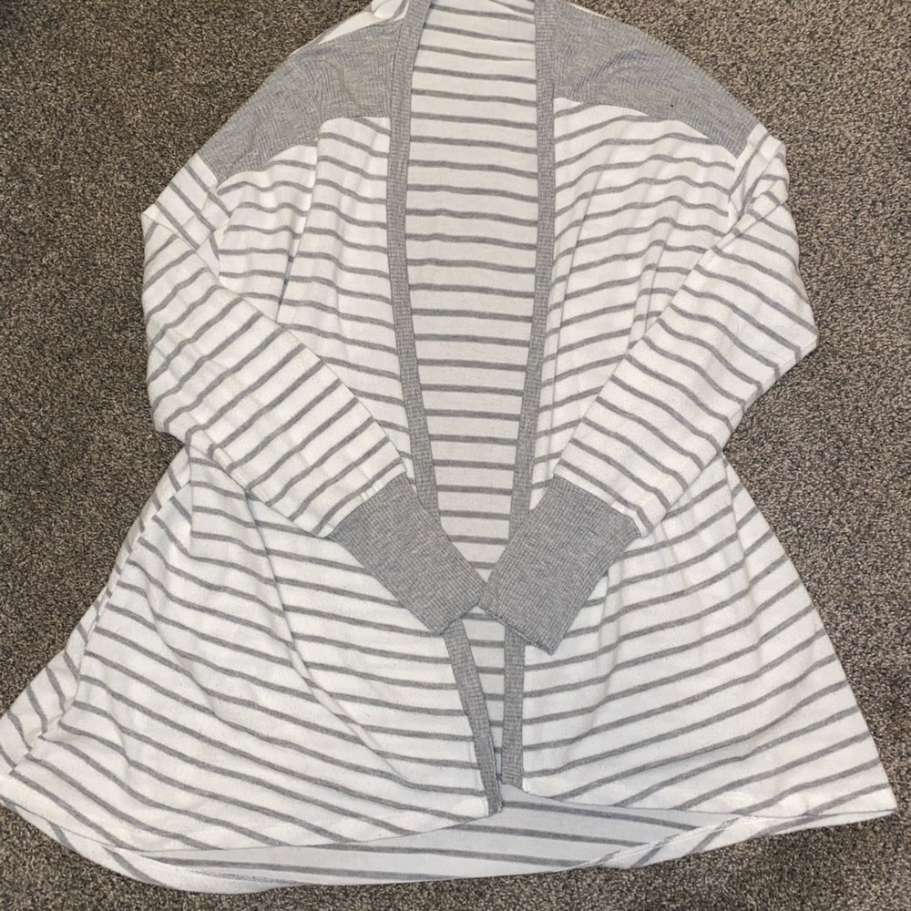 White and Gray striped cardigan